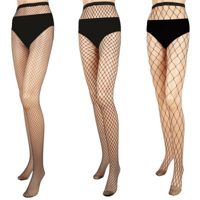 Women Fishnet Tights High Waist Stretchy Mesh Stockings Black Size S M L